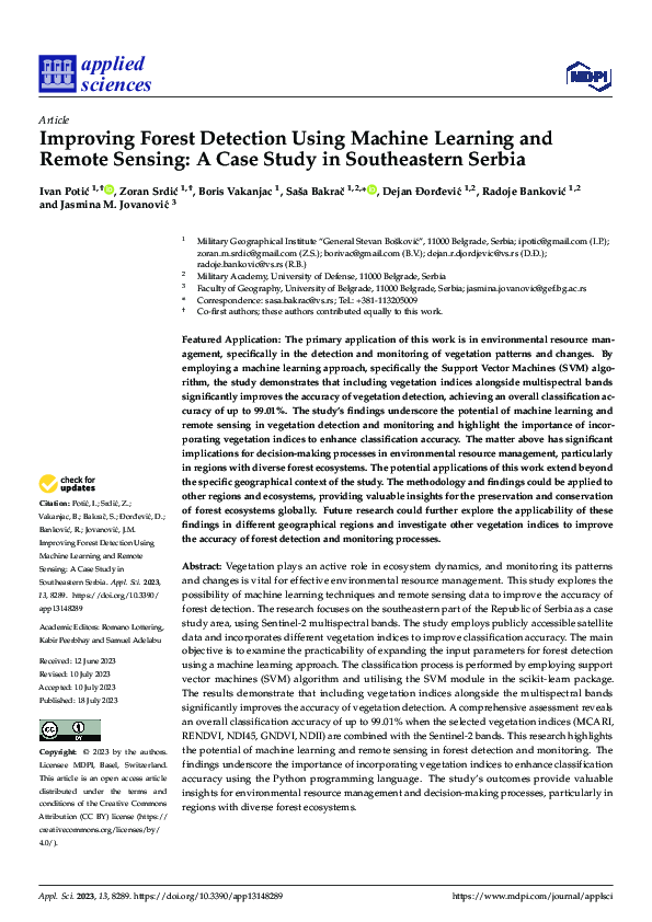 (PDF) Improving Forest Detection Using Machine Learning and Remote ...