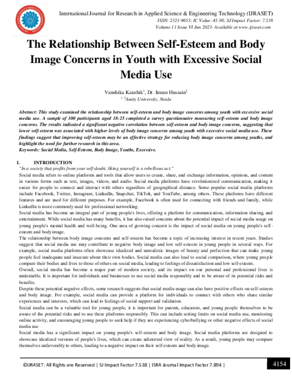 (PDF) The Relationship Between Self-Esteem and Body Image Concerns in ...