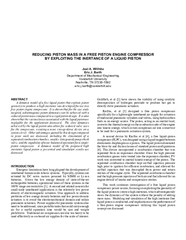 (PDF) Reducing Piston Mass in a Free Piston Engine Compressor by ...
