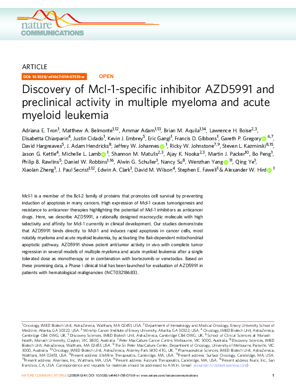 (PDF) Discovery of Mcl-1-specific inhibitor AZD5991 and preclinical ...