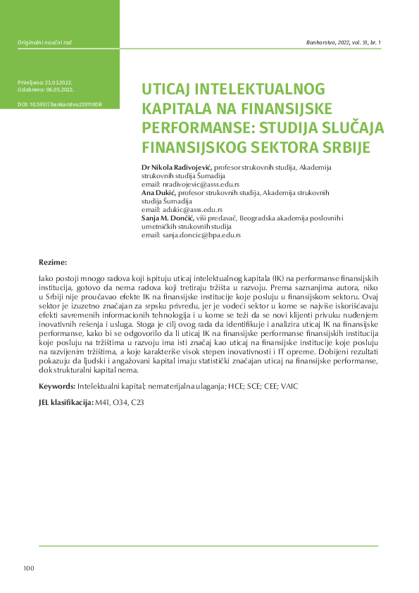 (PDF) The impact of Intellectual capital on financial performance: Case ...