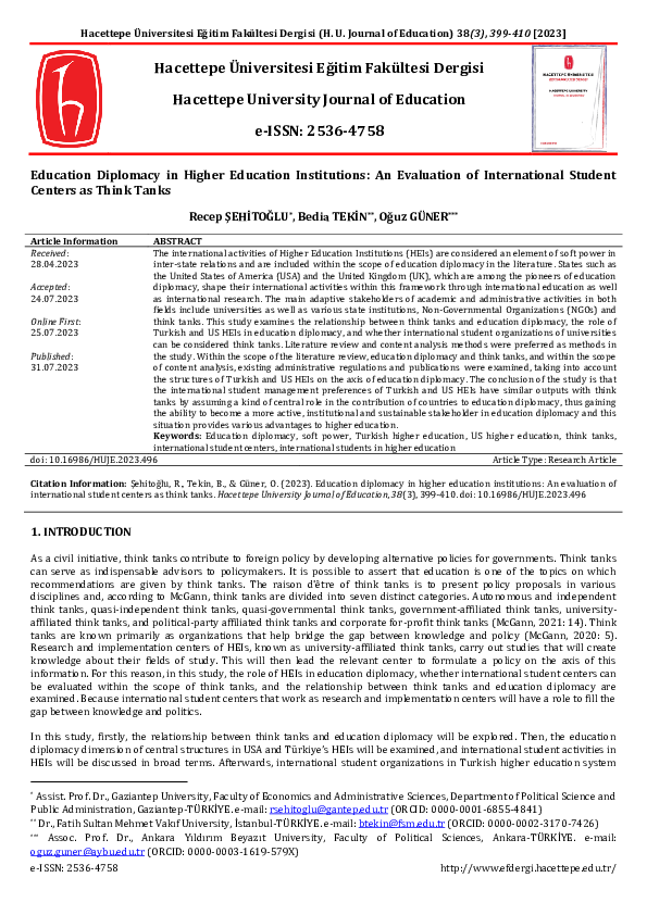 (PDF) Education Diplomacy in Higher Education Institutions: An ...