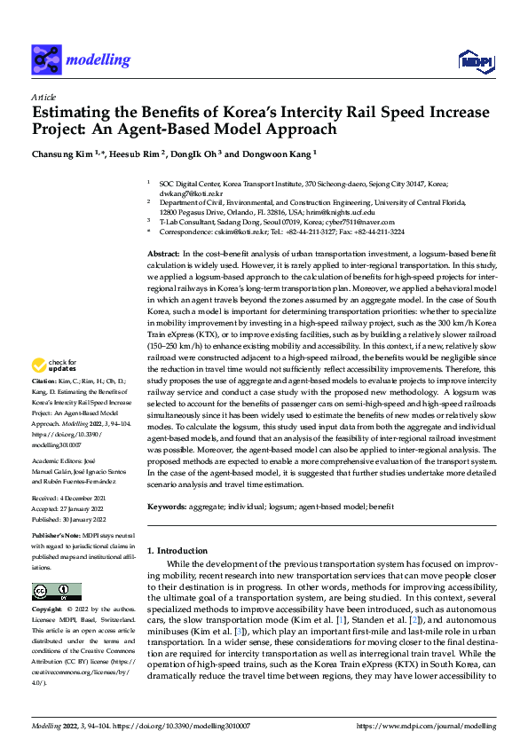 (PDF) Estimating the Benefits of Korea’s Intercity Rail Speed Increase ...