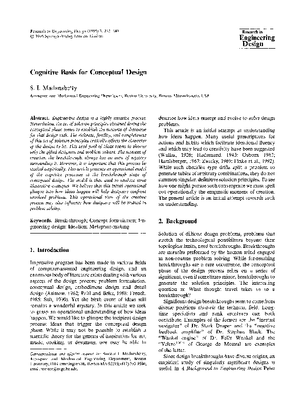 (PDF) Cognitive basis for conceptual design
