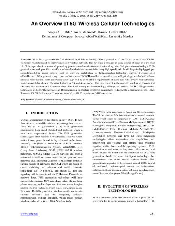 (PDF) An Overview of 5G Wireless Cellular Technologies