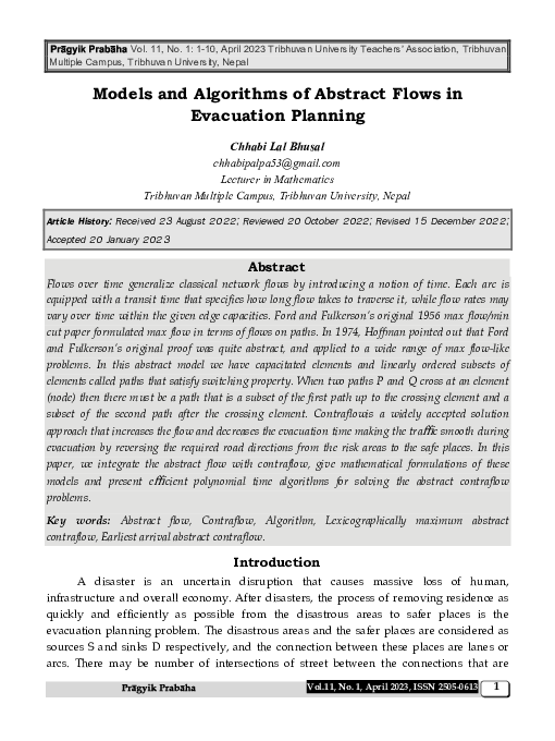 (PDF) Models and Algorithms of Abstract Flows in Evacuation Planning