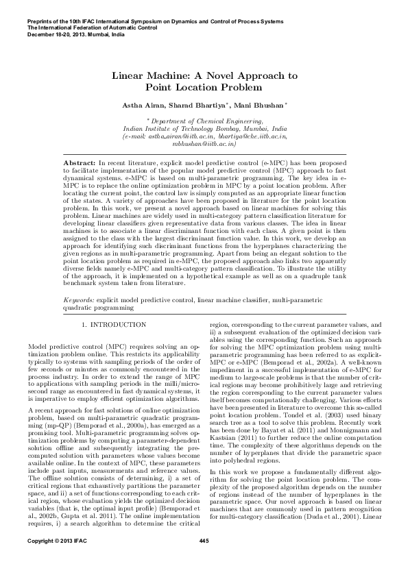 (PDF) Linear Machine: A Novel Approach to Point Location Problem