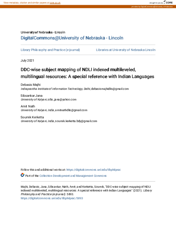 (PDF) DDC-wise subject mapping of NDLI indexed multileveled ...