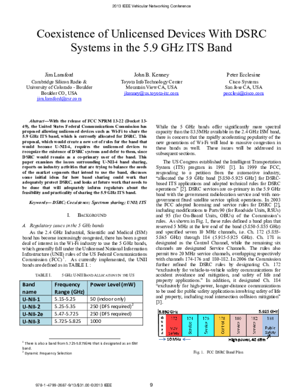 (PDF) Coexistence of unlicensed devices with DSRC systems in the 5.9 ...