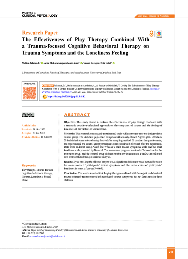 (PDF) The Effectiveness of Play Therapy Combined With a Trauma-focused ...