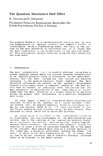 (PDF) The Quantum Mechanical Hall Effect