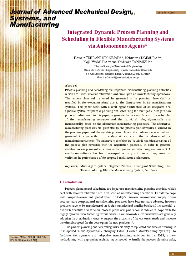 (PDF) Integrated Dynamic Process Planning and Scheduling in Flexible ...