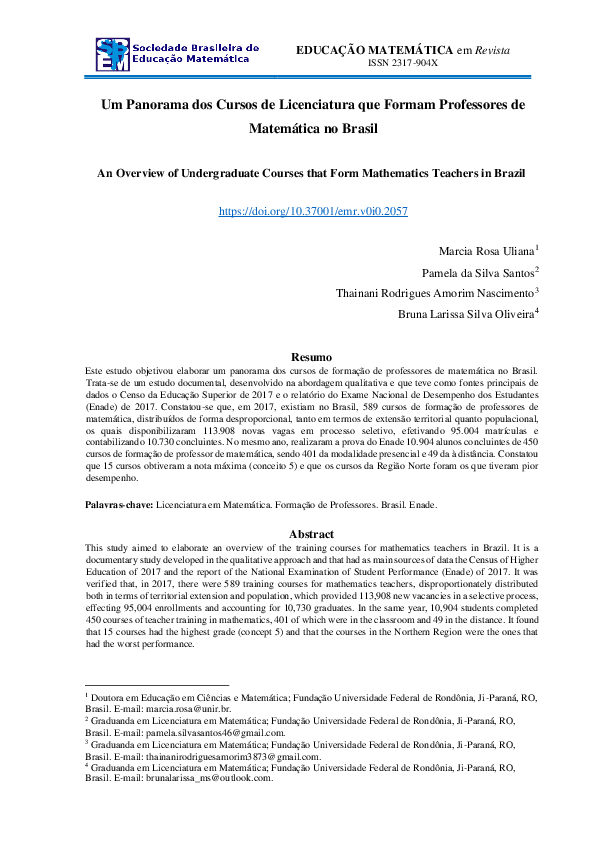 (PDF) Um Panorama dos Cursos de Licenciatura que Formam Professores de ...