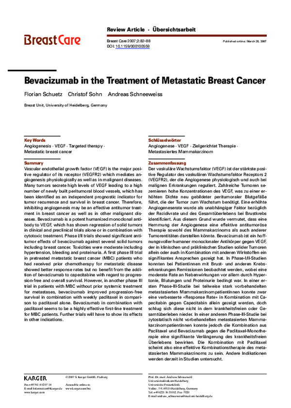 (PDF) Bevacizumab in the Treatment of Metastatic Breast Cancer