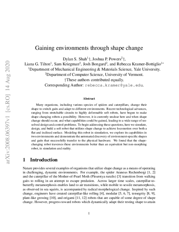 (PDF) Gaining environments through shape change