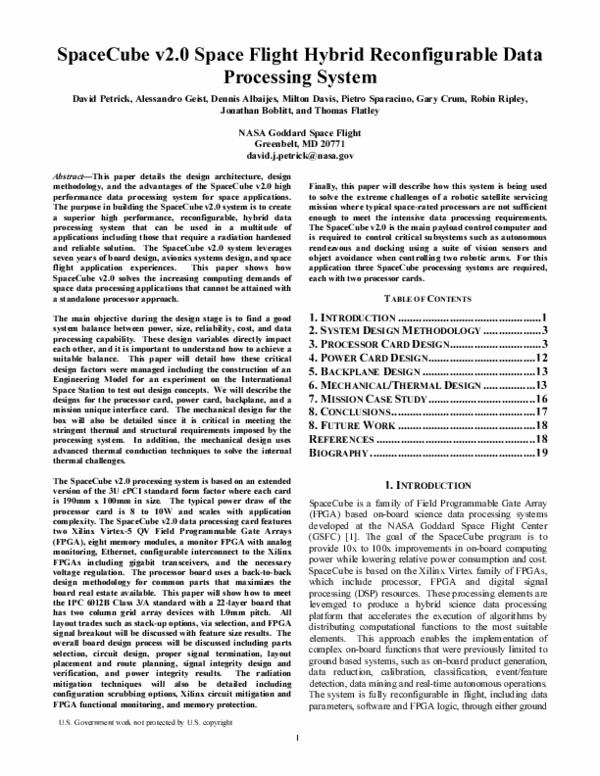 (PDF) SpaceCube v2.0 space flight hybrid reconfigurable data processing ...
