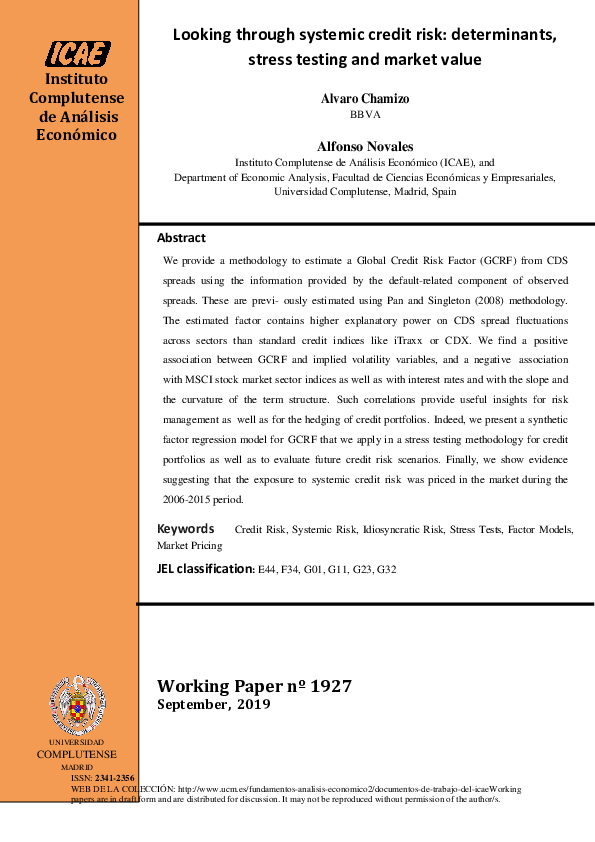 (PDF) Looking through systemic credit risk: Determinants, stress ...