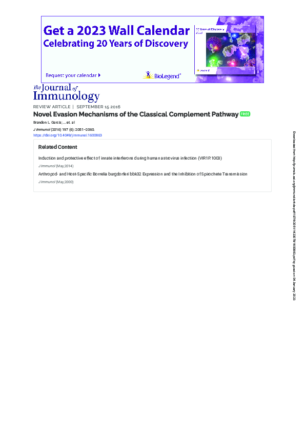 (PDF) Novel Evasion Mechanisms of the Classical Complement Pathway