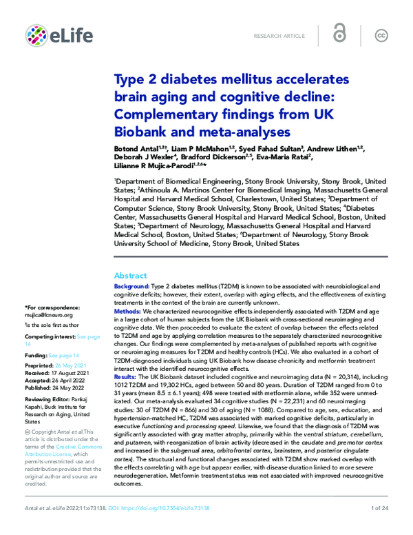 (PDF) Type 2 diabetes mellitus accelerates brain aging and cognitive ...
