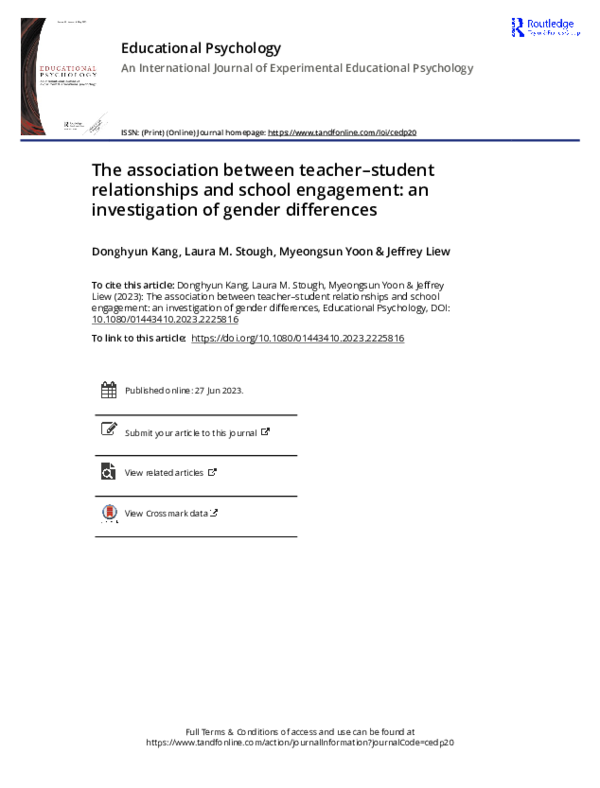(PDF) The association between teacher-student relationships and school ...