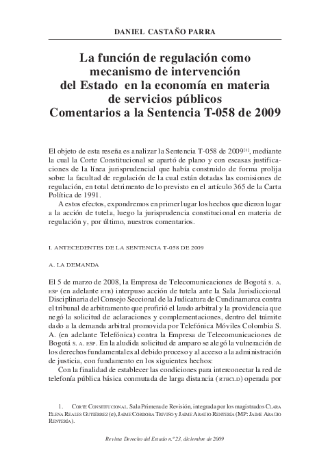 Pdf La Función De Regulación Como Mecanismo De Intervención Del