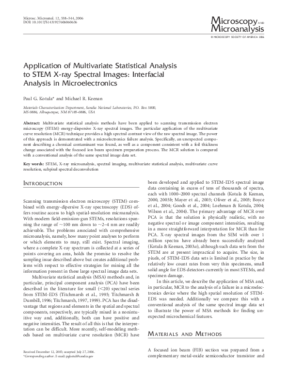 (PDF) Application of multivariate statistical analysis to quality ...