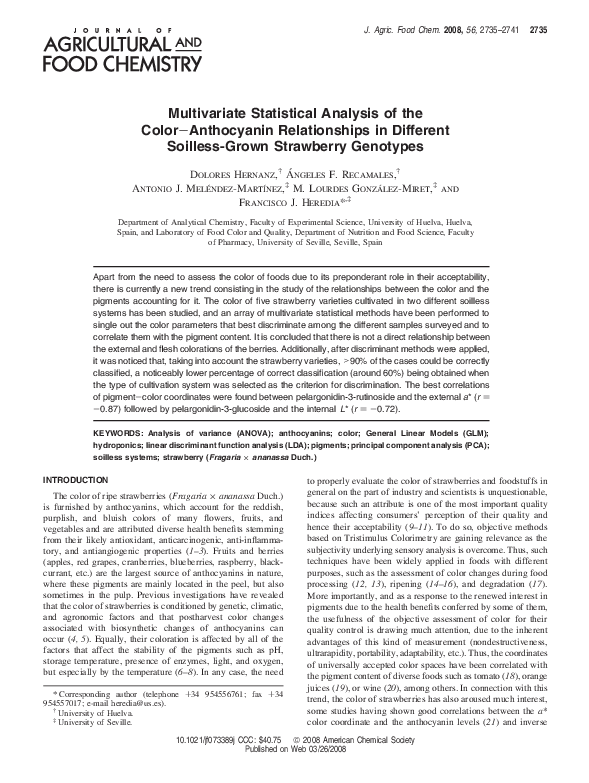 (PDF) Multivariate Statistical Analysis of the Color−Anthocyanin ...