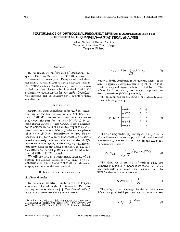 (PDF) Performance of orthogonal frequency division multiplexing system ...
