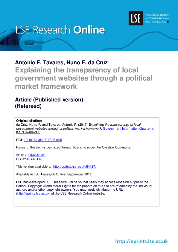 (PDF) Explaining the transparency of local government websites through ...