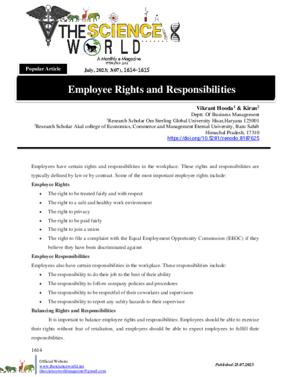 (PDF) Employees' Rights and Responsibilities