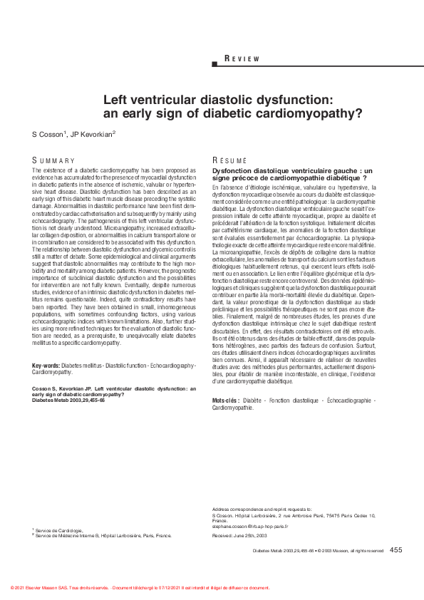 (PDF) Left ventricular diastolic dysfunction: an early sign of diabetic ...