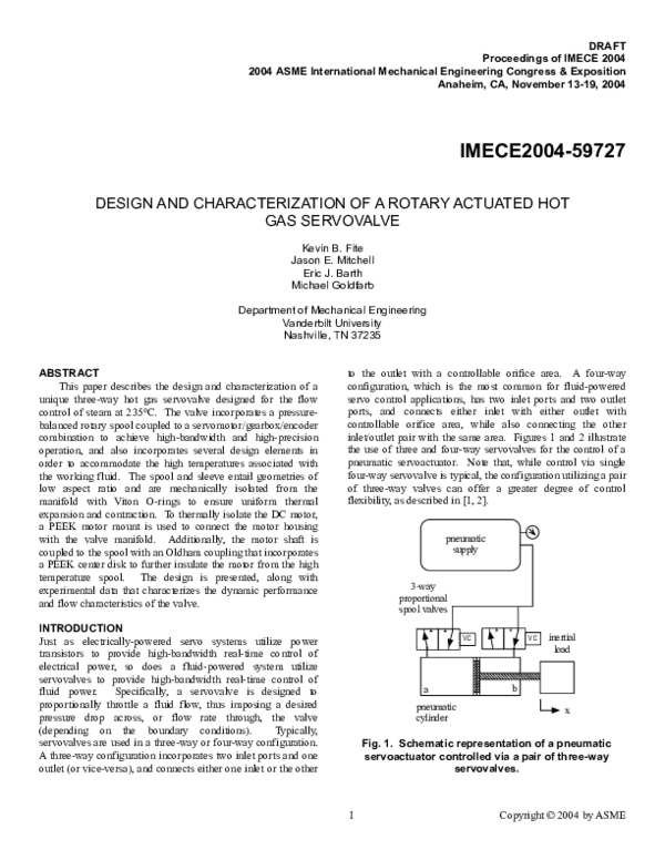 (PDF) Design and Characterization of a Rotary Actuated Hot Gas Servovalve