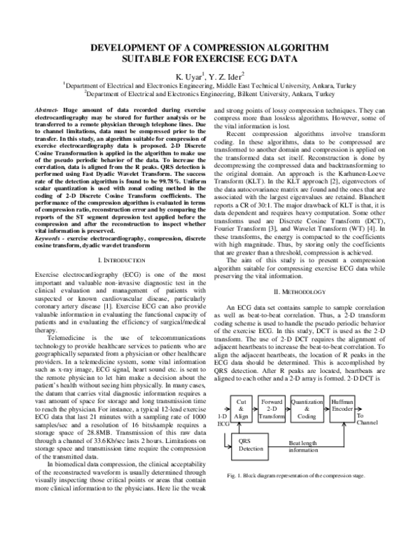 (PDF) Development of a compression algorithm suitable for exercise ECG data