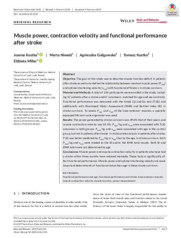 (PDF) Muscle power, contraction velocity and functional performance ...