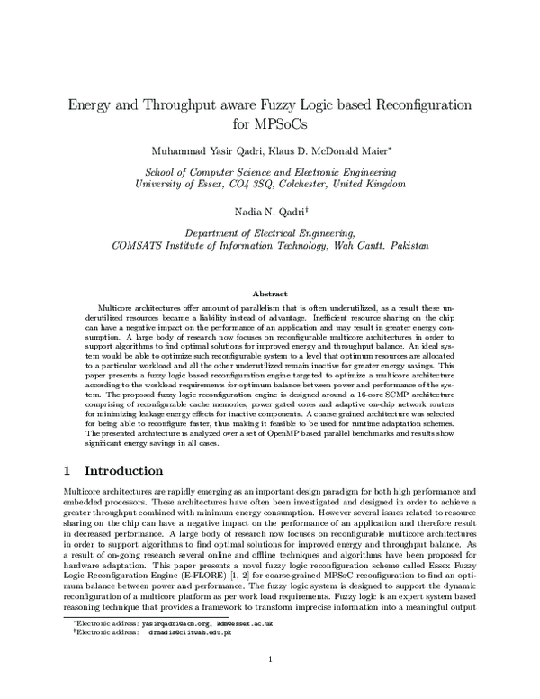 (PDF) Energy and throughput aware fuzzy logic based reconfiguration for ...