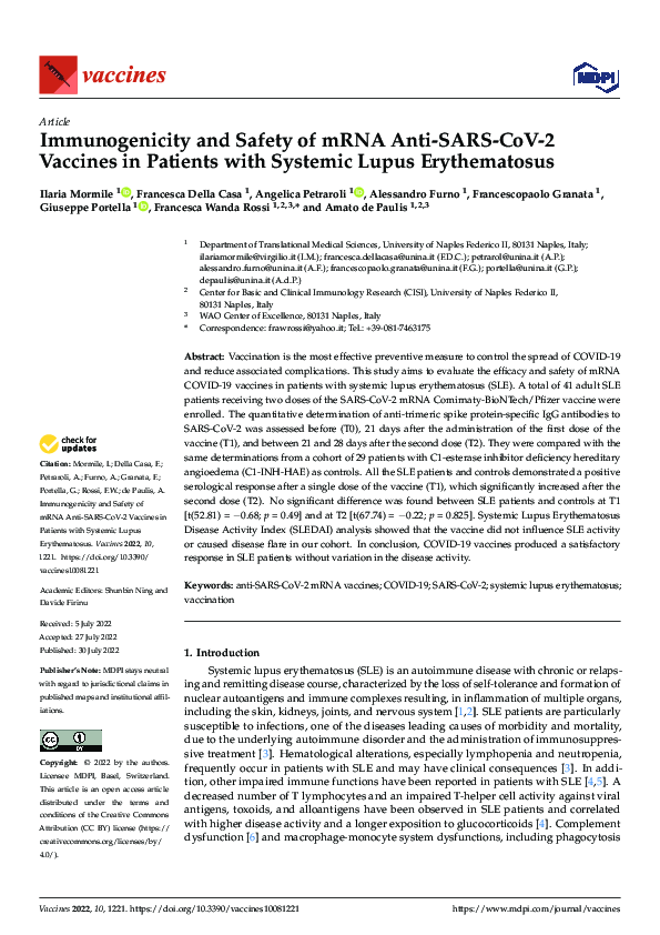 (PDF) Immunogenicity and Safety of mRNA Anti-SARS-CoV-2 Vaccines in ...