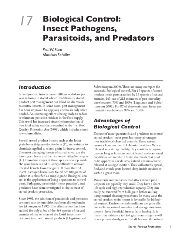 (PDF) Biological control: Insect pathogens, parasitoids, and predators