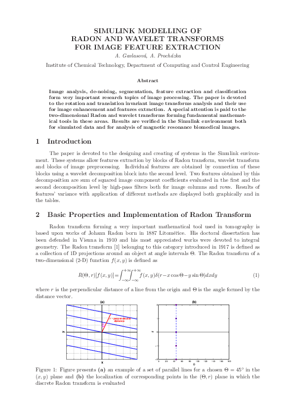 (PDF) Simulink Modelling of Radon and Wavelet Transforms for Image ...