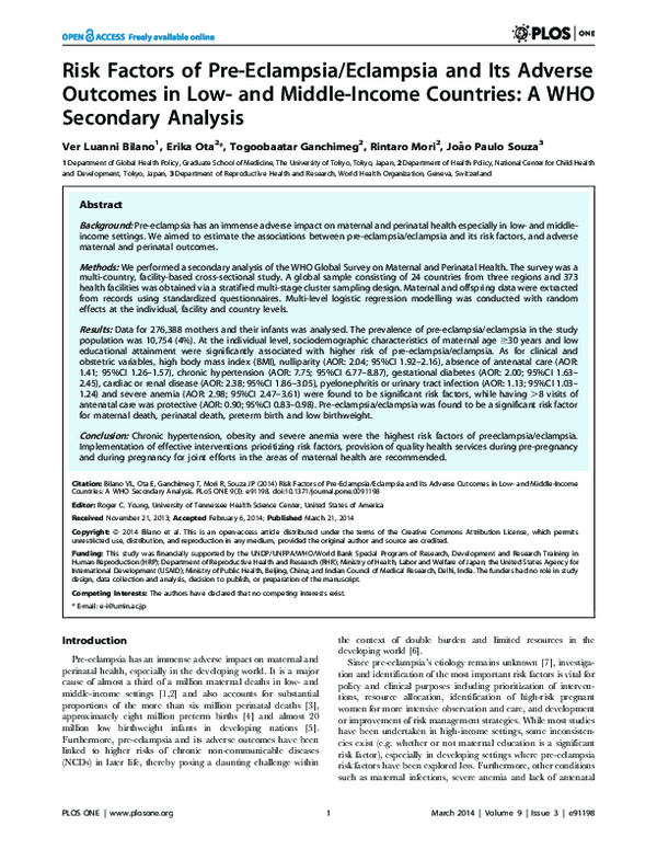 (PDF) Risk Factors of Pre-Eclampsia/Eclampsia and Its Adverse Outcomes ...