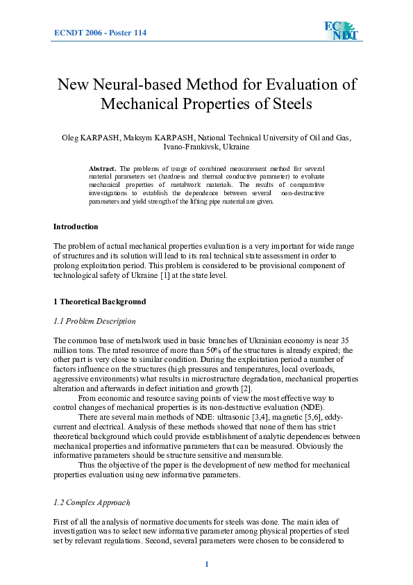  pdf new neural based method for evaluation of mechanical properties