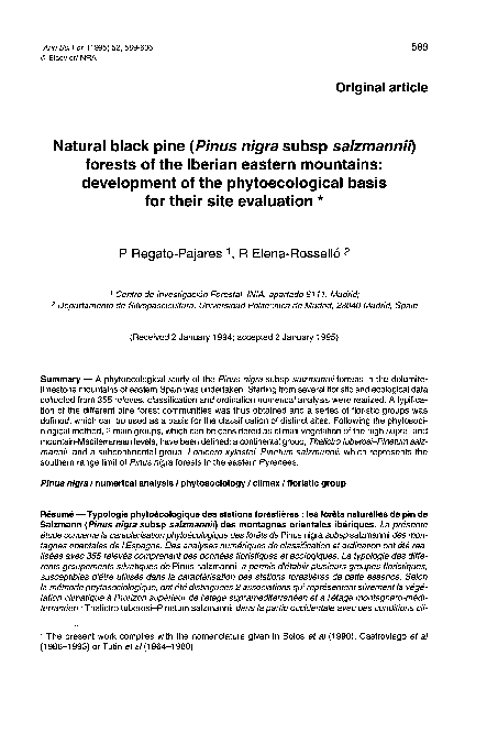 (PDF) Natural black pine (Pinus nigra subsp salzmannii) forests of the ...