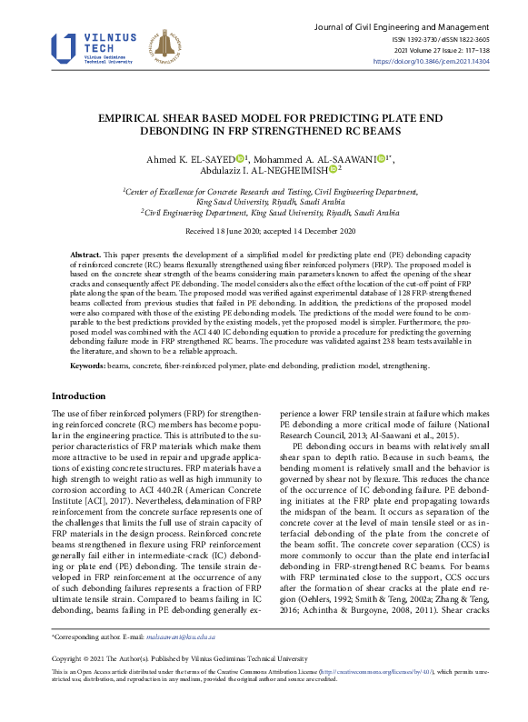 (PDF) Empirical Shear Based Model for Predicting Plate End Debonding in ...