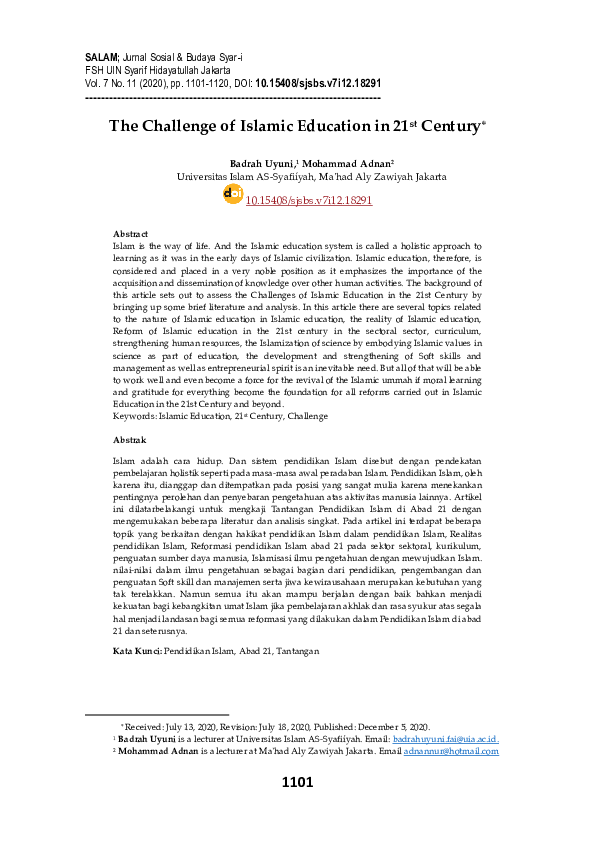 (PDF) The Challenge of Islamic Education in 21st Century
