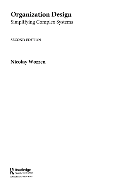 (PDF) Organization Design : simplifying complex systems (second edition)