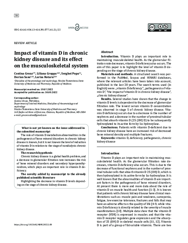 (PDF) Impact of vitamin D in chronic kidney disease and its effect on ...