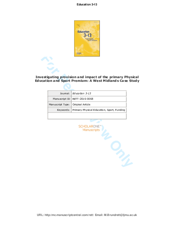 (PDF) Investigating provision and impact of the primary Physical ...