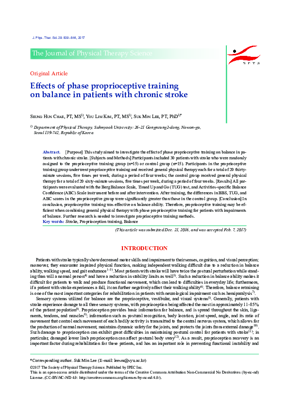 (PDF) Effects of phase proprioceptive training on balance in patients ...