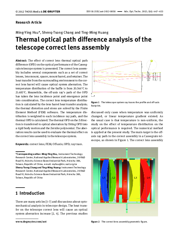 (PDF) Thermal optical path difference analysis of the telescope correct ...