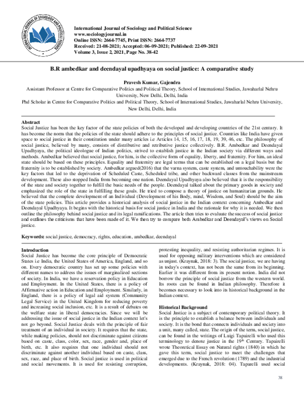 (PDF) B.R Ambedkar and Deendayal Upadhyaya on Social Justice: A ...