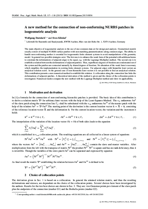 (PDF) A new method for the connection of non-conforming NURBS patches ...